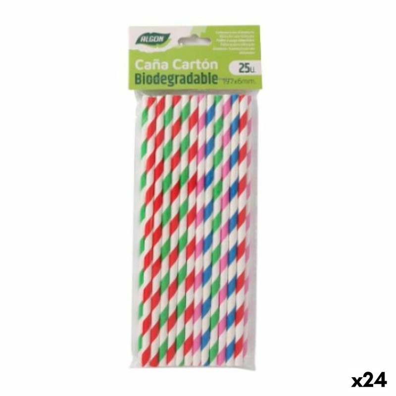 Straws Algon Cardboard Multicolour 25 Pieces 24 Units