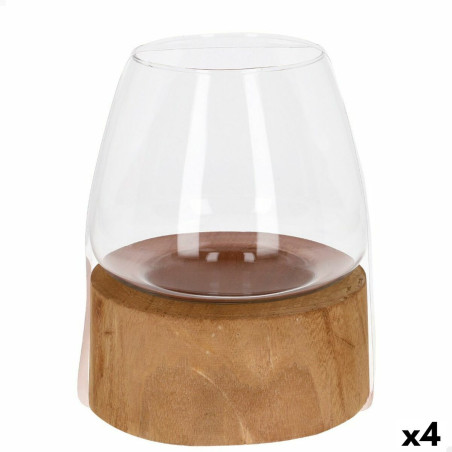 Candleholder Ambients Wood Crystal (4 Units)