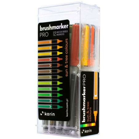 Set of Felt Tip Pens Karin Brushmarker Pro - Sun and Tree Colours 12 Pieces