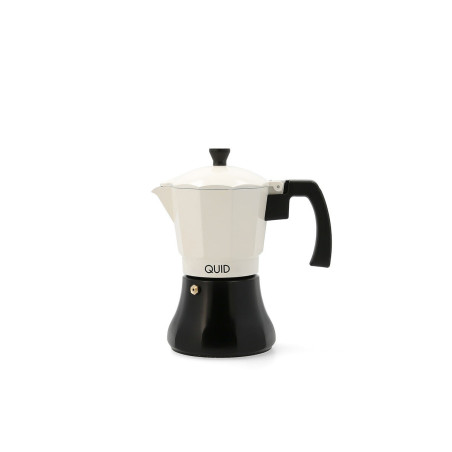 Italian Coffee Pot Quid Cocco White Black Metal 6 Cups