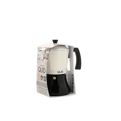 Italian Coffee Pot Quid Cocco White Black Metal 6 Cups