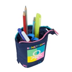 Pencil Holder Case Benetton Cool Navy Blue 8 x 19 x 6 cm