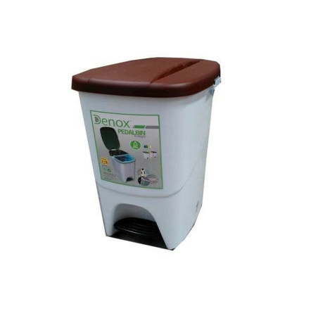 Pedal bin Denox White Brown Rectangular 25 L