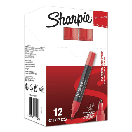 Set of Markers Sharpie M15 Red 2 mm Permanent 12 Pieces