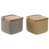 Salt Shaker with Lid Home ESPRIT Beige Grey Natural Bamboo Dolomite 15 x 12 x 11 cm (2 Units)