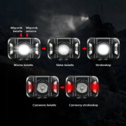 LED Head Torch Libox LB0106 White Black 250 Lm