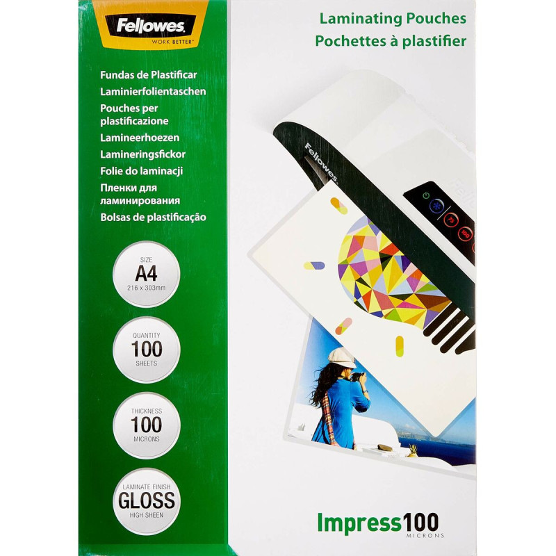 Laminating sleeves Fellowes 5351111 Laminator Transparent A4 (100 Units)