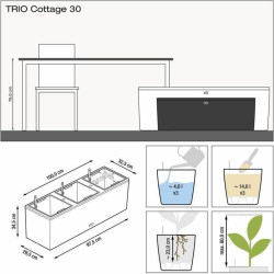 Self-watering planter Lechuza TRIO Cottage Black polypropylene 100 x 32,5 x 34,5 cm