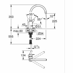 Kitchen Tap Grohe Get - 31494001 C-shaped Metal