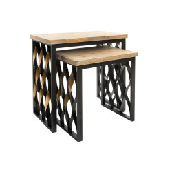 Set of 2 tables Home ESPRIT Wood Metal 64 x 34 x 65 cm