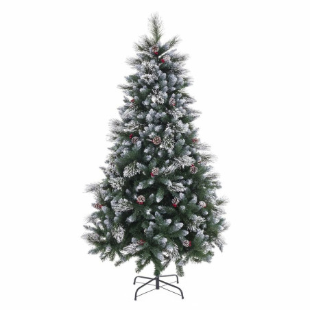 Christmas Tree White Red Green PVC Metal Polyethylene Snowfall 210 cm