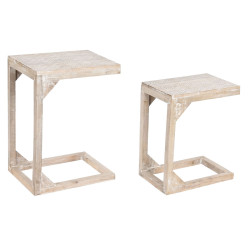 Set of 2 tables DKD Home Decor White Brown 48,3 x 35,5 x 65,4 cm