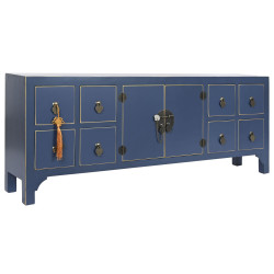 TV furniture DKD Home Decor Blue Golden Fir MDF Wood 130 x 24 x 51 cm