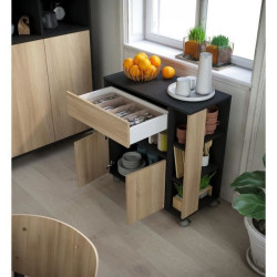 Kitchen Trolley Natural Black Oak (80 cm)