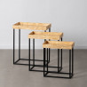 Set of 3 tables Black Natural Iron MDF Wood 57,5 x 37,5 x 67,5 cm (3 Units)