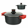 Casserole with glass lid Ø 24 cm Black Aluminium (6 Units)