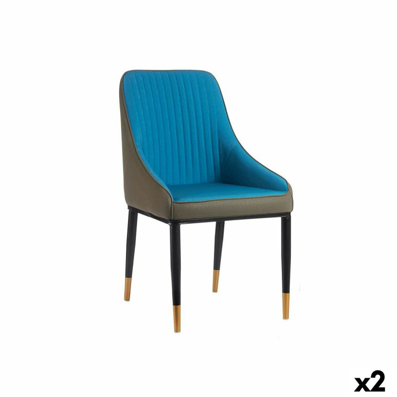 Armchair Stripes Blue Black Grey Steel 51 x 92 x 65 cm (2 Units)