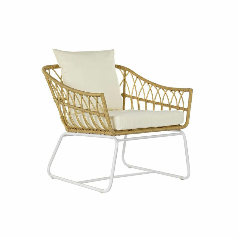 Garden chair DKD Home Decor Brown Metal synthetic rattan White (76 x 74 x 77 cm)