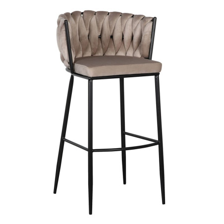 Stool 57 x 57 x 104 cm Synthetic Fabric Black Beige Metal