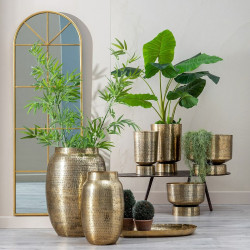 Vase 46 x 46 x 64 cm Golden Aluminium (2 Units)