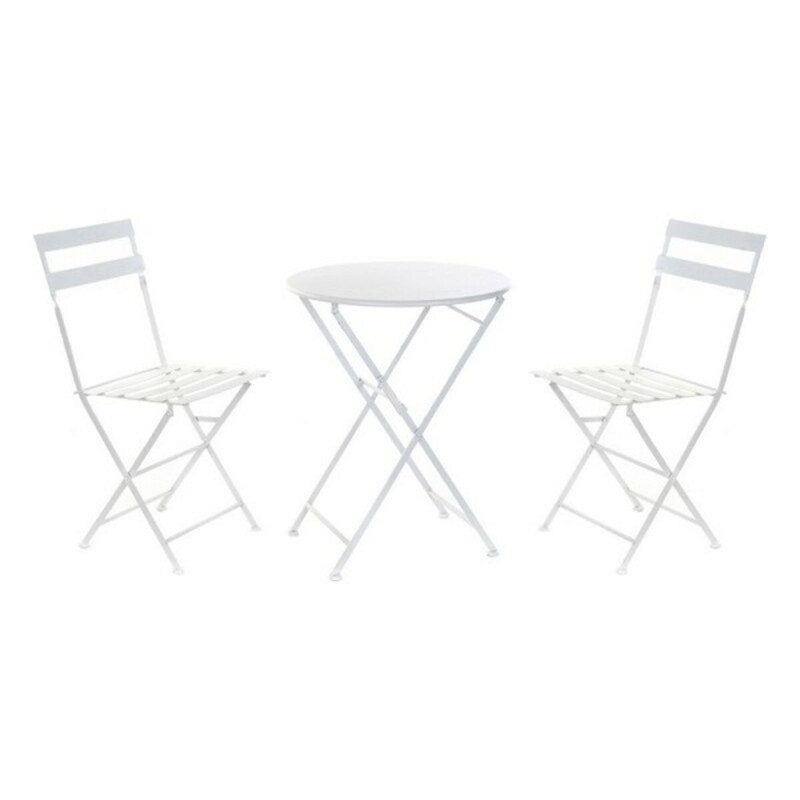 Table set with 2 chairs DKD Home Decor White 80 cm 60 x 60 x 70 cm (3 pcs)