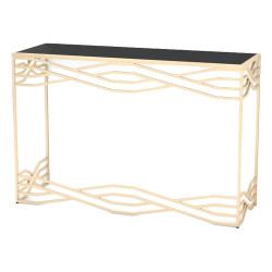 Console DKD Home Decor Crystal Black Golden Metal (120 x 40 x 80 cm)