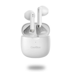 Headphones with Microphone CoolBox COO-AUB-TWS01 White