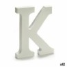 Letter K Wood White (1,8 x 21 x 17 cm) (12 Units)