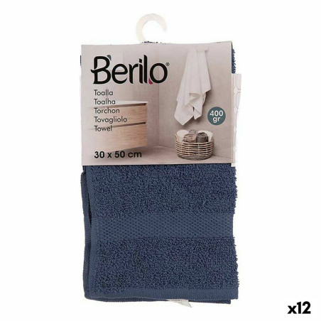 Bath towel 30 x 0,5 x 50 cm Blue (12 Units)