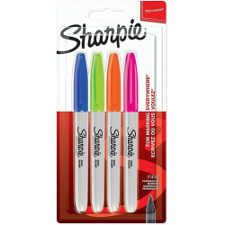 Set of Felt Tip Pens Sharpie 4 Pieces Multicolour (3 Units)