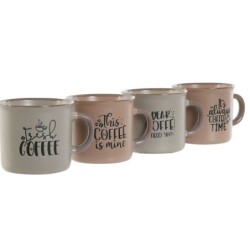 Piece Coffee Cup Set Home ESPRIT Blue Pink Stoneware 180 ml 4 Pieces