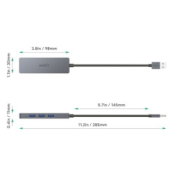 USB Hub Aukey CB-H36 Aluminium