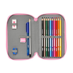 School Case with Accessories Barbie Girl Pink 12.5 x 19.5 x 4 cm (28 Pieces)