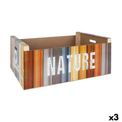 Storage Box Confortime Nature Wood Multicolour 58 x 39 x 21 cm (3 Units)