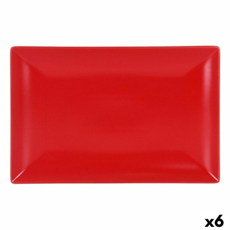 Serving Platter La Mediterránea Ming II Red Rectangular 34 x 22 x 2,5 cm (6 Units) (34 x 22 x 2,5 cm)