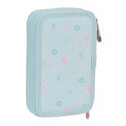 Double Pencil Case Moos Garden Turquoise 12.5 x 19.5 x 4 cm (28 Pieces)