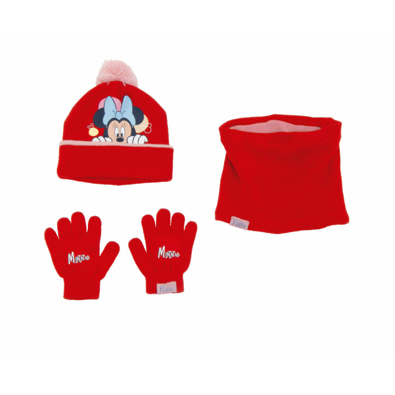 Hat, Gloves and Neck Warmer Minnie Mouse Lucky Red