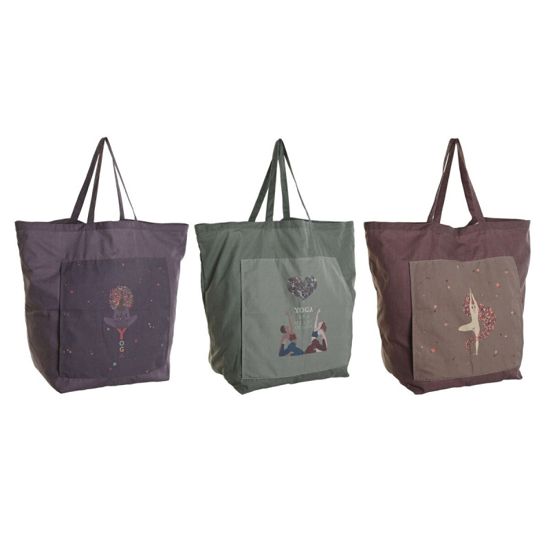 Fabric bag DKD Home Decor Brown Green Burgundy Canvas 68 x 30 x 55 cm (3 Units)