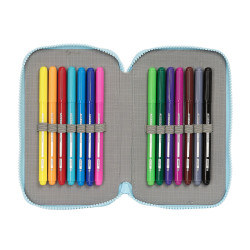 Double Pencil Case Gabby's Dollhouse Blue 12.5 x 19.5 x 4 cm (28 Pieces)