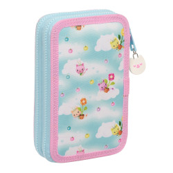 Double Pencil Case Gabby's Dollhouse Blue 12.5 x 19.5 x 4 cm (28 Pieces)