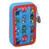 Double Pencil Case PJ Masks Blue 12.5 x 19.5 x 4 cm (28 Pieces)