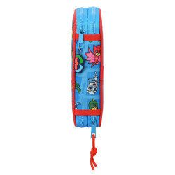 Double Pencil Case PJ Masks Blue 12.5 x 19.5 x 4 cm (28 Pieces)