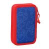 Double Pencil Case Sonic Let's roll Navy Blue 12.5 x 19.5 x 4 cm (28 Pieces)