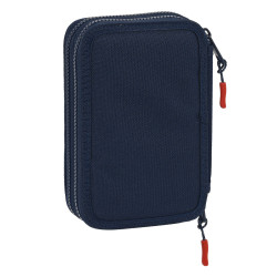 Double Pencil Case Munich Flash Navy Blue 12.5 x 19.5 x 4 cm (28 Pieces)