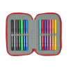 Double Pencil Case Sevilla Fútbol Club Black Red 12.5 x 19.5 x 4 cm (28 Pieces)