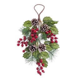 Door Hanger Christmas Red Green Natural Plastic 43 cm