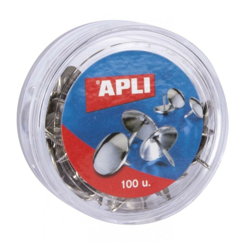 Drawing pins Apli 100 Pieces nickel 16 Pieces