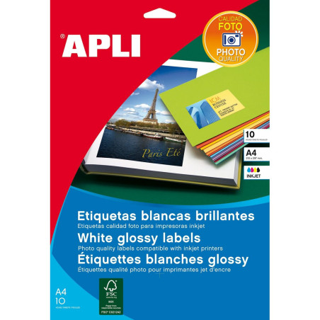 Adhesive labels Apli White Paper 10 Sheets 199,6 x 289,1 mm