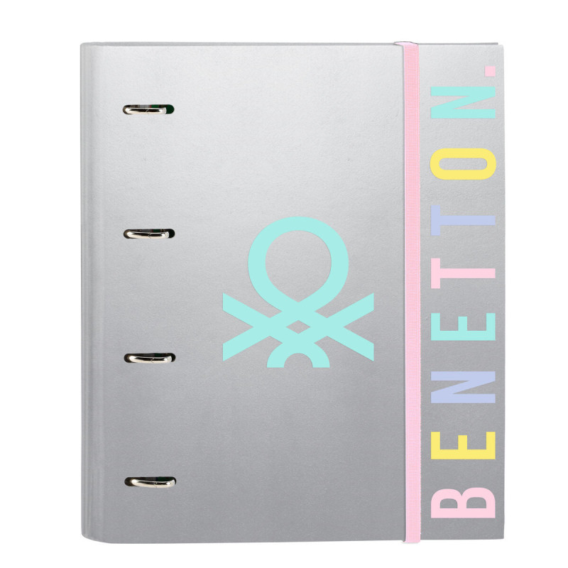 Ring binder Benetton Silver Silver 27 x 32 x 3.5 cm