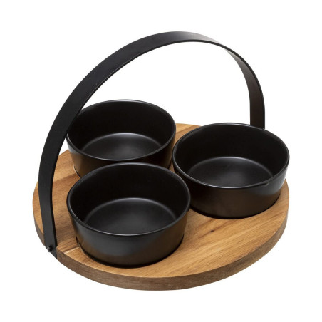 Appetizer Set Secret de Gourmet Black Stoneware 4 Pieces (Ø 21 cm)